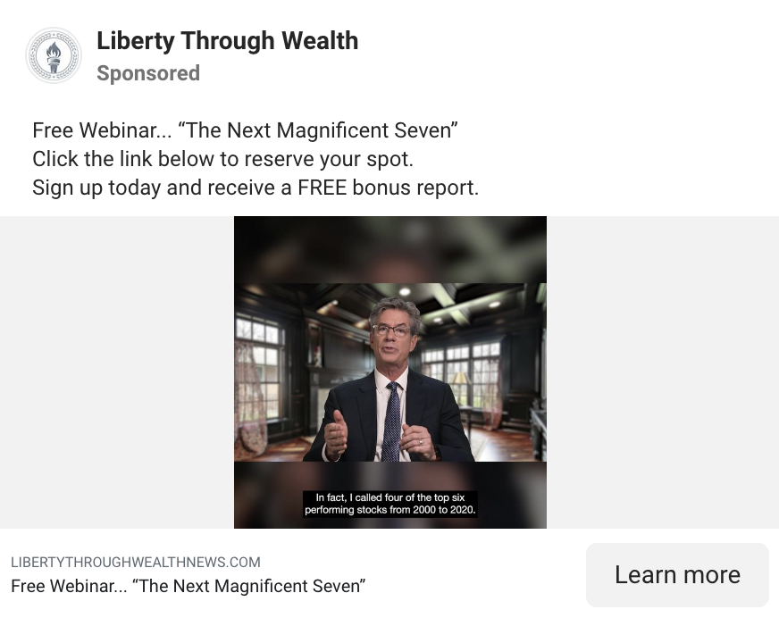 Financial Advisor Lead Magnet on Facebook Ad